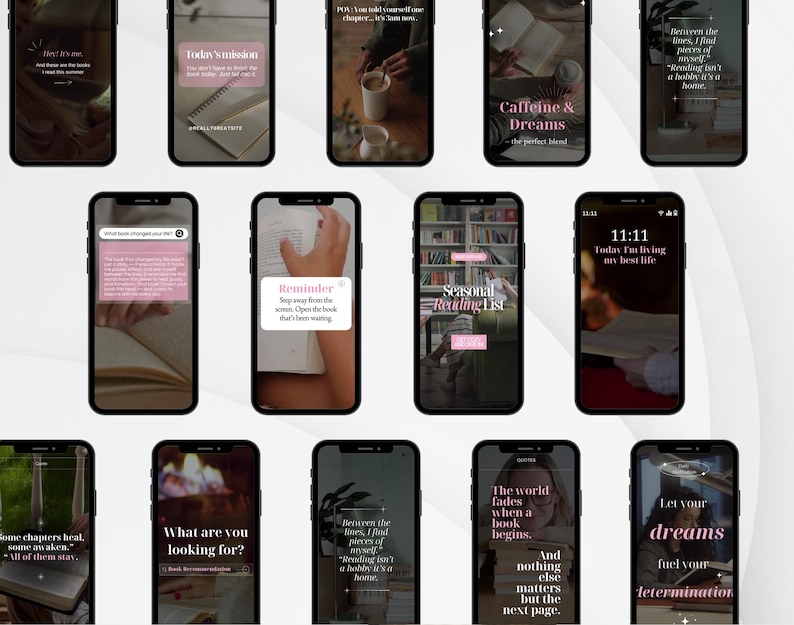 Aesthetic Cozy Bookstagram Reels for Authors, Book Lovers, Influencer, Content Creators, Canva Instagram Book marketing video reel templates