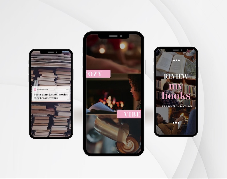 Aesthetic Cozy Bookstagram Reels for Authors, Book Lovers, Influencer, Content Creators, Canva Instagram Book marketing video reel templates