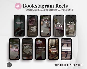 Ästhetische, gemütliche Bookstagram-Rollen für Autoren, Buchliebhaber, Influencer, Content-Ersteller, Canva Instagram Buchmarketing-Video-Rollenvorlagen