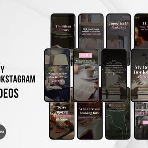 Aesthetic Cozy Bookstagram Reels for Authors, Book Lovers, Influencer, Content Creators, Canva Instagram Book marketing video reel templates