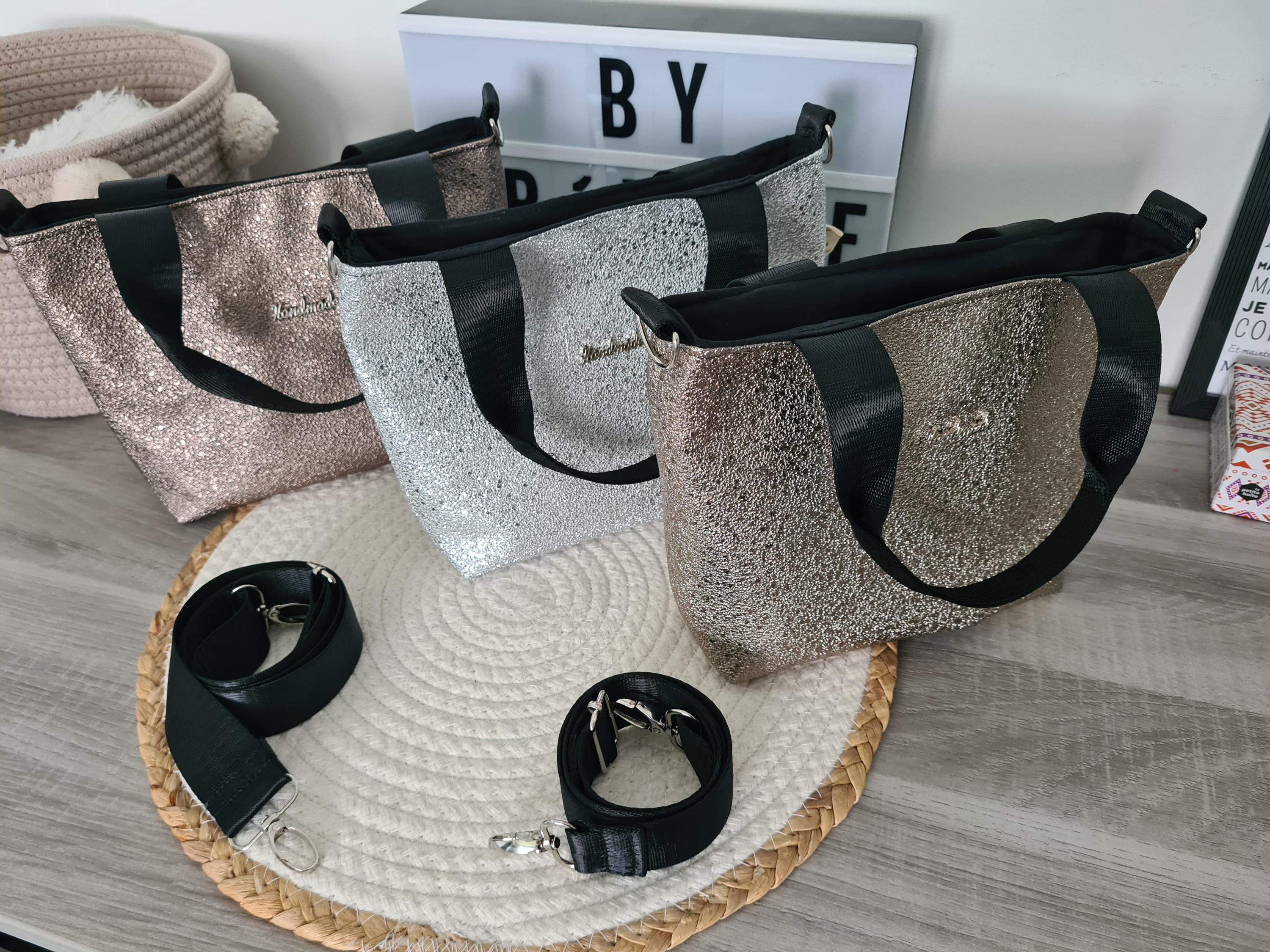 Sac Cabas Sonia Rykiel Paillettes Noir Et Rose – Tote Bag Soirée élégant