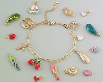 Pulsera de oro personalizada con dijes: crea tu historia, pulsera vintage multicapa personalizada, un regalo eterno para ella.