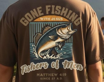 Camiseta cristiana de pesca para hombre, camiseta extragrande de Jesús pescadores de hombres