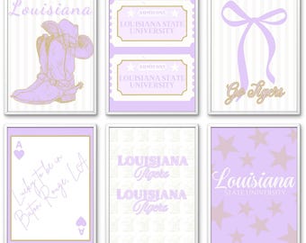 Louisiana State University Dorm Wall Art Set | LSU Tigers Printable Decor | College Wall Art | Instant Download