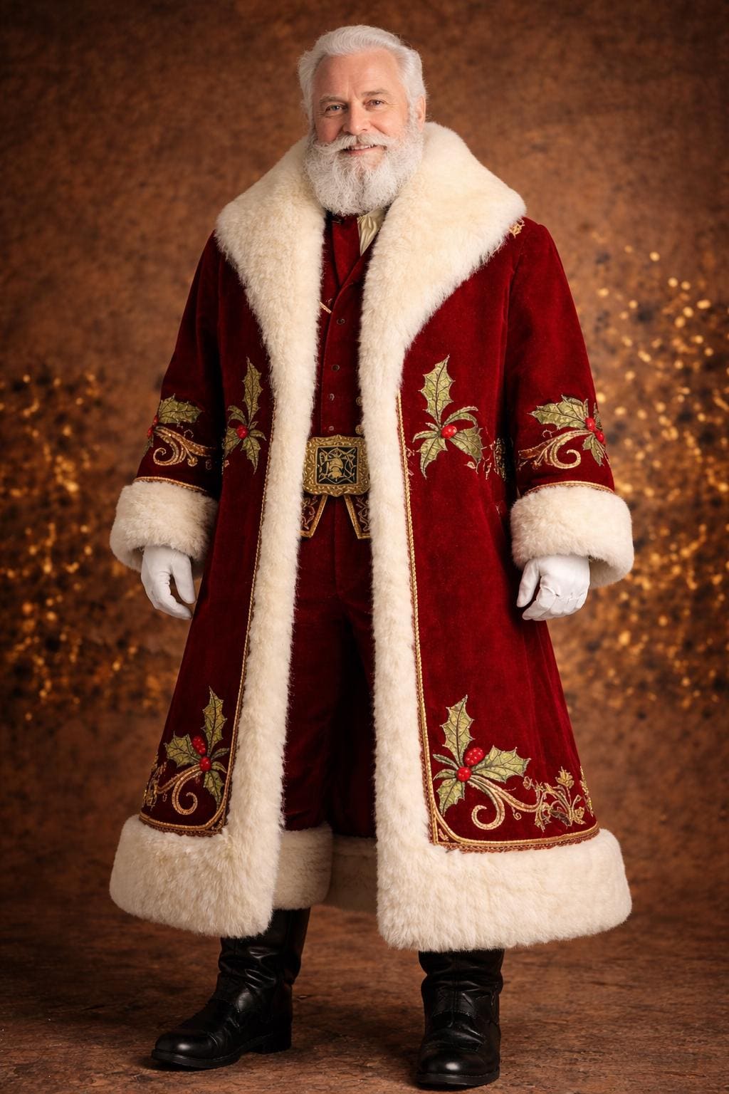 Custom Velvet Santa Suit – Embroidered Christmas Claus Costume for