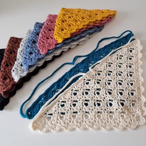 Handmade Cotton Crochet Bandana – Lacey pattern head scarf – 22 colours USA - Duties paid