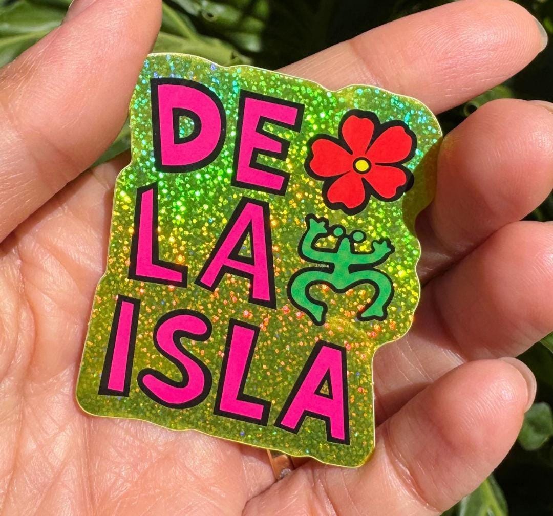 De La Isla Glitter Vinyl Sticker – Island Pride, Caribbean Roots Decal ...