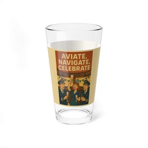 Aviator Pint Glass, 16oz | Celebrate Aviation | Unique Cocktail Glass, Gift for Pilots, Airplane Enthusiasts, Home Bar Decor