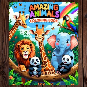 Kids&#39; Animal Coloring Book: 50 Printable Pages (Digital Download)