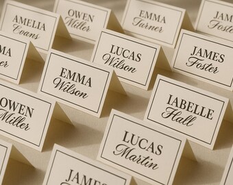 Elegant Wedding Place Cards: Minimalistic Printable Name Tags (PDF)