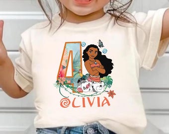 Personalisiertes Disney Moana Geburtstag Shirt, Moana Geburtstagskind Shirt, BTW Geburtstags Shirt, Benutzerdefinierte Disney Geburtstag T-Shirt, Disney Moana T-Shirt