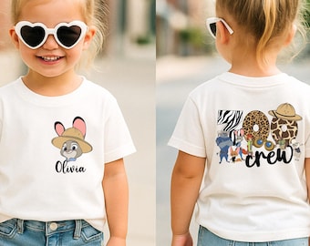 Sudadera personalizada con el equipo del zoológico, camiseta de Zootopia con nombre personalizado, camiseta de cumpleaños de safari, sudadera de Judy y Nick, camiseta de la familia de la jungla, camiseta de viaje al zoológico