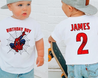 Personalisiertes Spiderman Shirt, Spiderman Geburtstagskind Shirt, Ghost Spider Geburtstag T-Shirt, Spinnennetz Shirt, Benutzerdefiniertes Familien Geburtstagsshirt