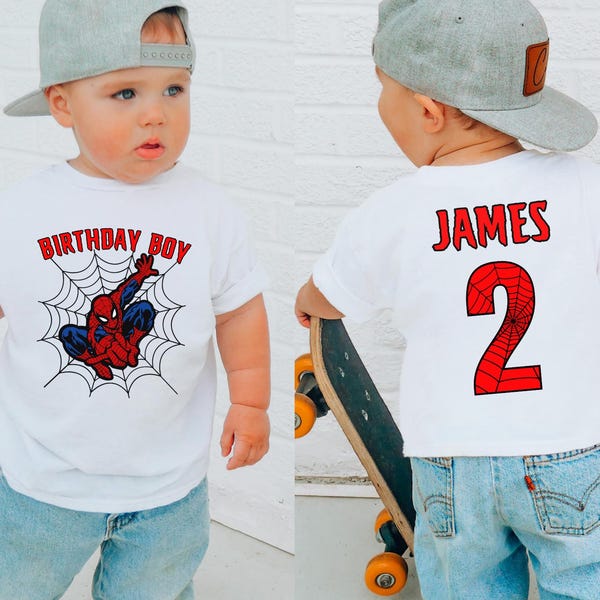 Camiseta personalizada de Spiderman, camiseta de cumpleaños de Spiderman para niño, camiseta de cumpleaños de araña fantasma, camiseta de telaraña, camiseta de cumpleaños familiar personalizada