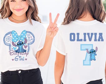 Personalized Birthday Girl Shirt, Custom Birthday Shirt, Disney Stitch Birthday Sweatshirt, Stitch Birthday Boy Shirt, Kids Birthday Shirt