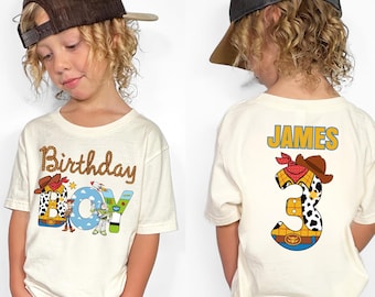 Personalized Birthday Boy Toddler Shirt, Custom Name and Age Toy Story Birthday Shirt, Disney 2nd Birthday, Two-Sided Disney Toy Story Shirt