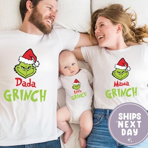 Personalized Grinch Family Christmas Shirts, Matching Holiday Group Shirt, Custom Grinch Family Shirt, Funny Christmas Family Shirt