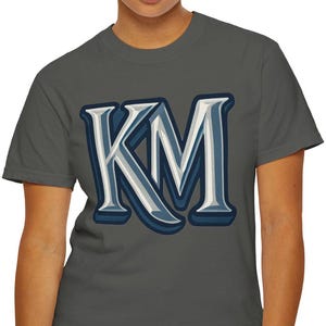 Retro Chrome Initials T-shirt, Monogram Tee, Minimalist Design,  Christmas, Birthdays, Friend's Gift, For Him Her, Comfort Colors