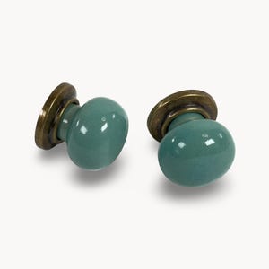 Bouton d'armoire turquoise ZERRA, laiton antique avec porcelaine | Fait main | Quincaillerie décorative pour tiroir de cuisine | Belnua