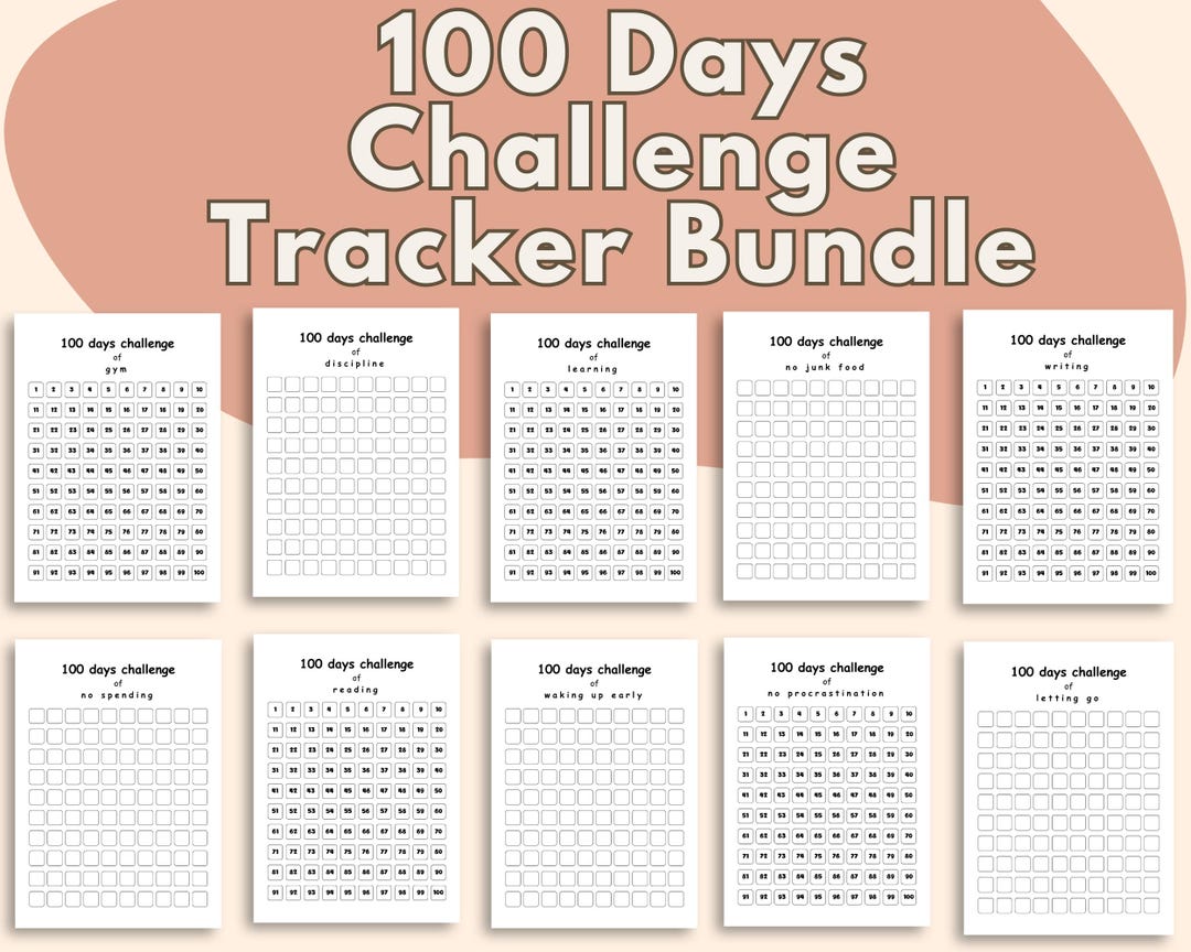 100 Day Challenge Tracker Bundle | 50 Habit Trackers (digital Download ...