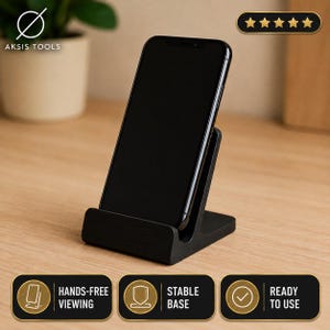 Modern 3D Printed Phone Holder – Minimalist Desk Stand for Smartphones & Accessories