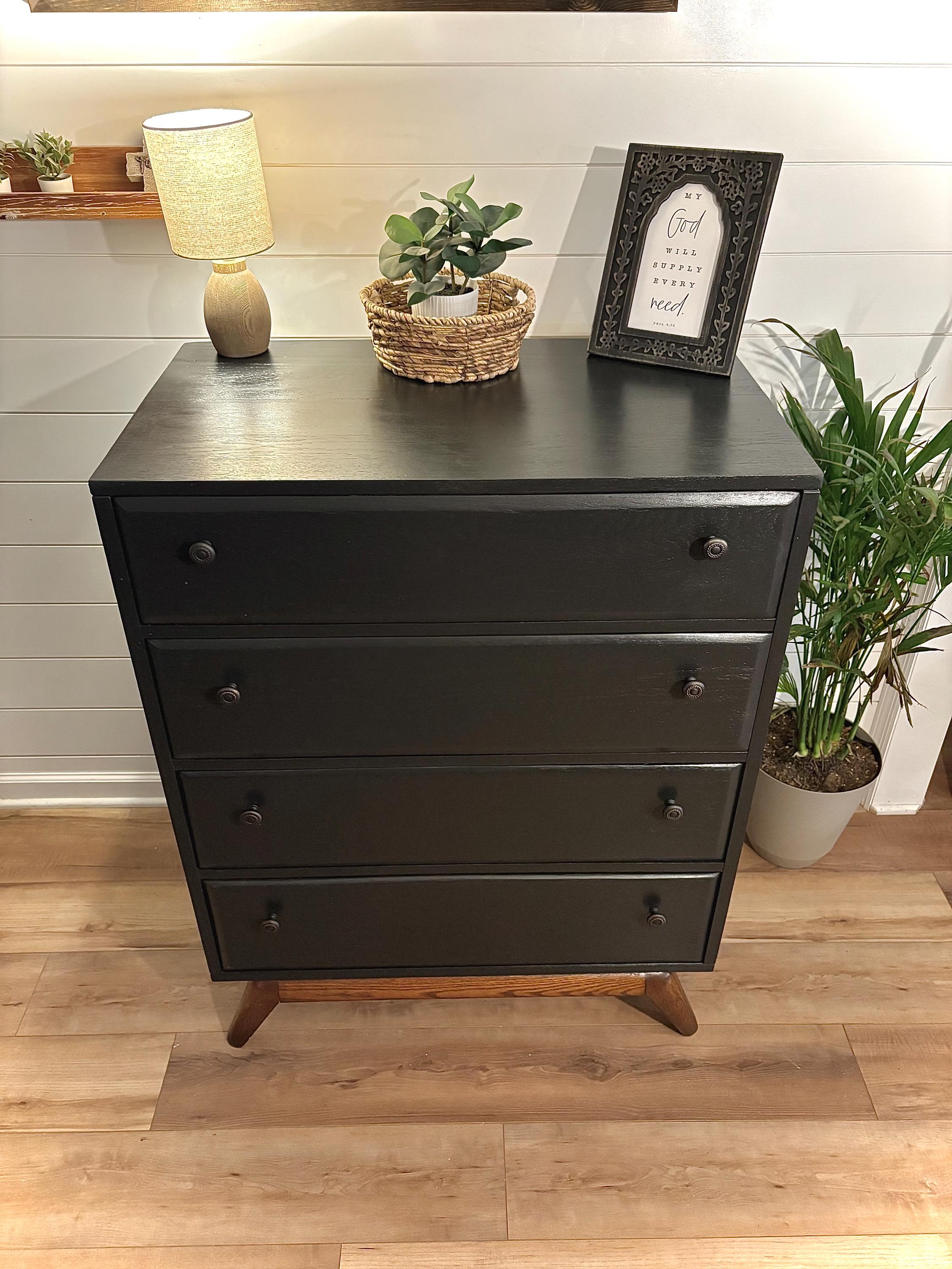 Black and Wood Refinished Dresser - Etsy