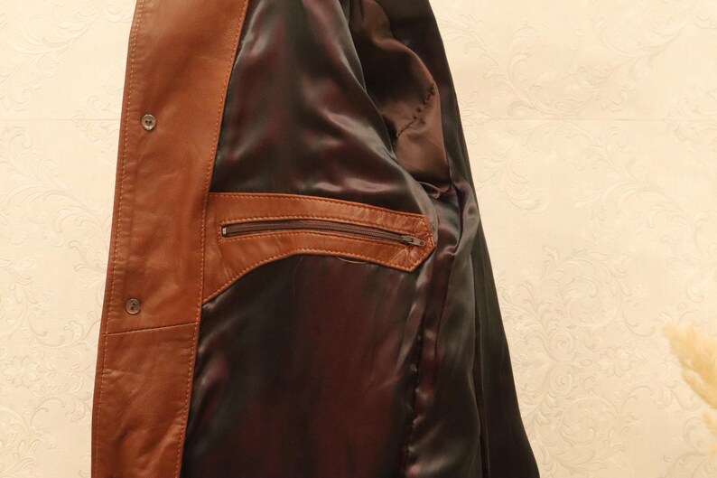 mens leather jacket, brown leather coat, leather field coat, brown field jacket, four pocket jacket, button front coat, classic leather coat, soft leather jacket, retro leather coat, mens brown jacket, utility leather coat, cognac leather coat, collared leather coat