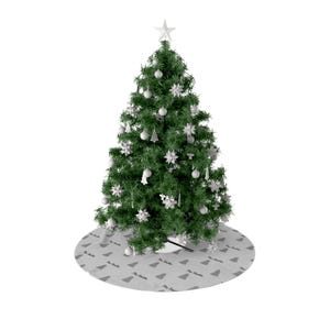 Christmas Tree Skirt | Personalized Holiday Tree Skirt with Family Name | Custom Farmhouse Tree Skirt, Grey Gingham Xmas Decor