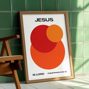 Mid Century Modern Christian Wall Art: Orange Geometric Print (Digital Download)