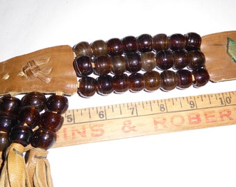 1980s Goldtone Banged Metal and Leather Beaded Elephant  display picture 1