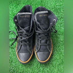 Harley-Davidson Damen Schwarz und Orange High-Top Sneakers Größe 7.5