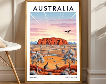 Australia Poster - Travel Poster - Uluru Poster - Australia Wall Art