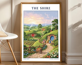 Shire Landscape Poster: Hobbiton Fantasy Art, Tolkien Decor