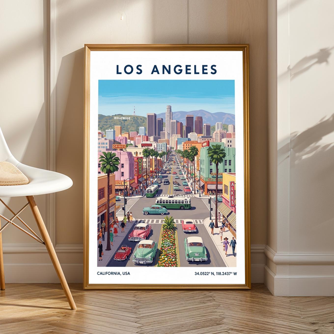 1950s Los Angeles Print: Retro Palm Springs Style Travel Poster - Etsy