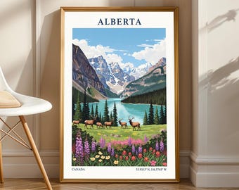 Alberta Travel Print Wall Art Canada Wall Hanging Home Décor Alberta Gift Art Lovers Alberta Art Lover Gift Print Canada Wall Art Décor
