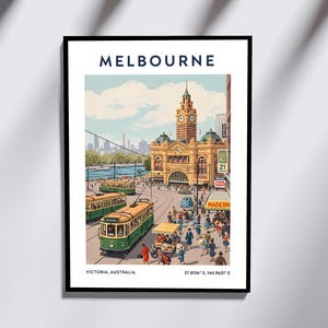 Melbourne Flinders Street Station Print: Retro Australian Cityscape Art