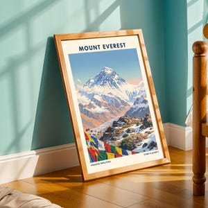 Mount Everest Art Print: Vintage Gouache Himalayan Landscape image 5