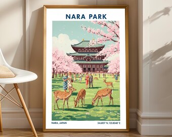 Nara Park Deer Poster: Vintage Japanese Travel Art