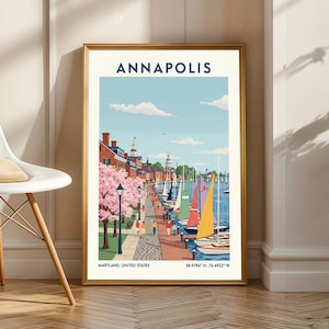 Annapolis Poster - Maryland Wall Art - US State Poster - US Wall Art - Gift for Traveller - USA Travel Print - America Wall Art Decor