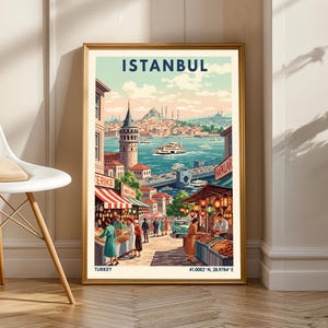Istanbul Market Scene Poster - Vintage Turkey Travel Art Print