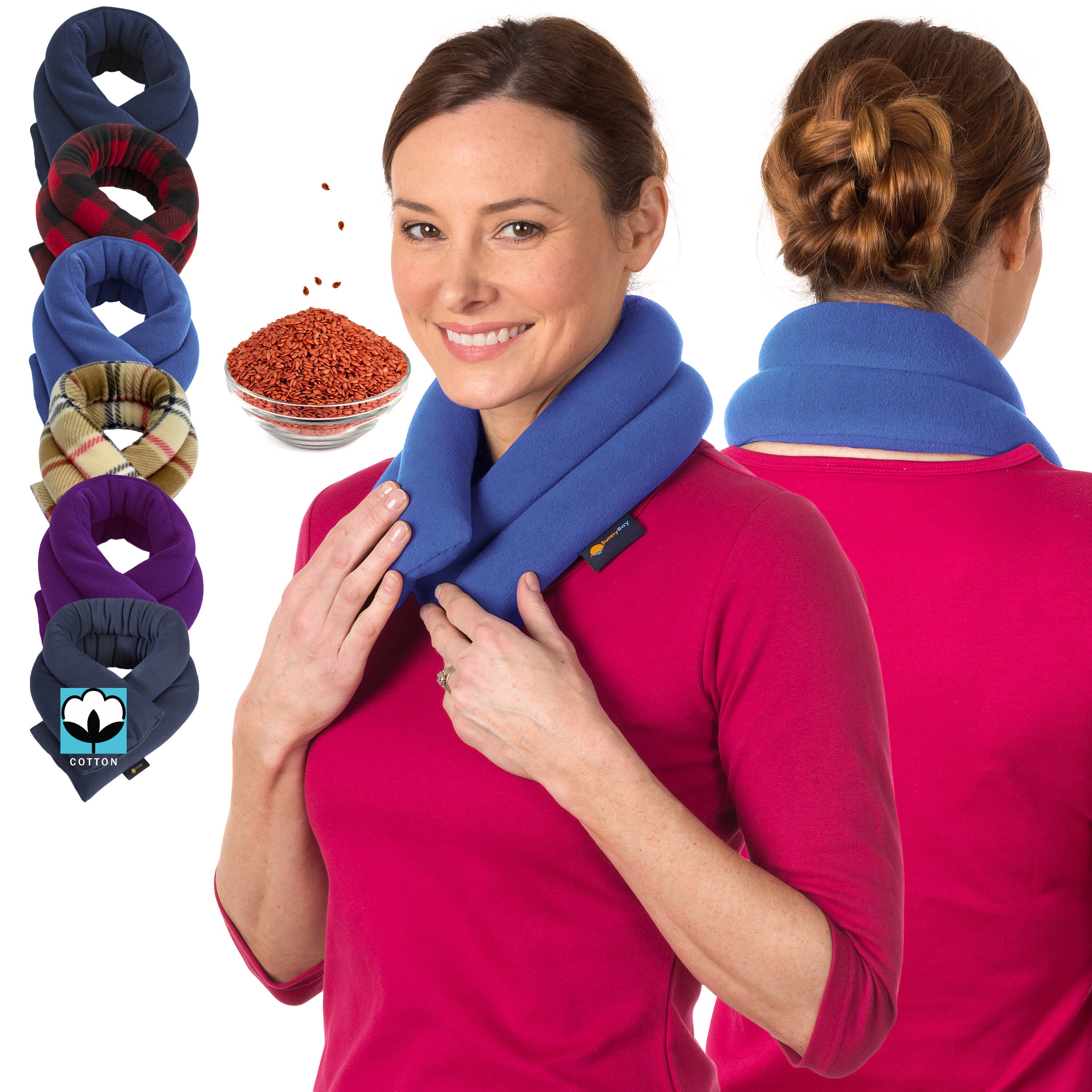 Extra Long Microwave Neck Heating Pad Flax Seeds Sky Blue Neck Etsy
