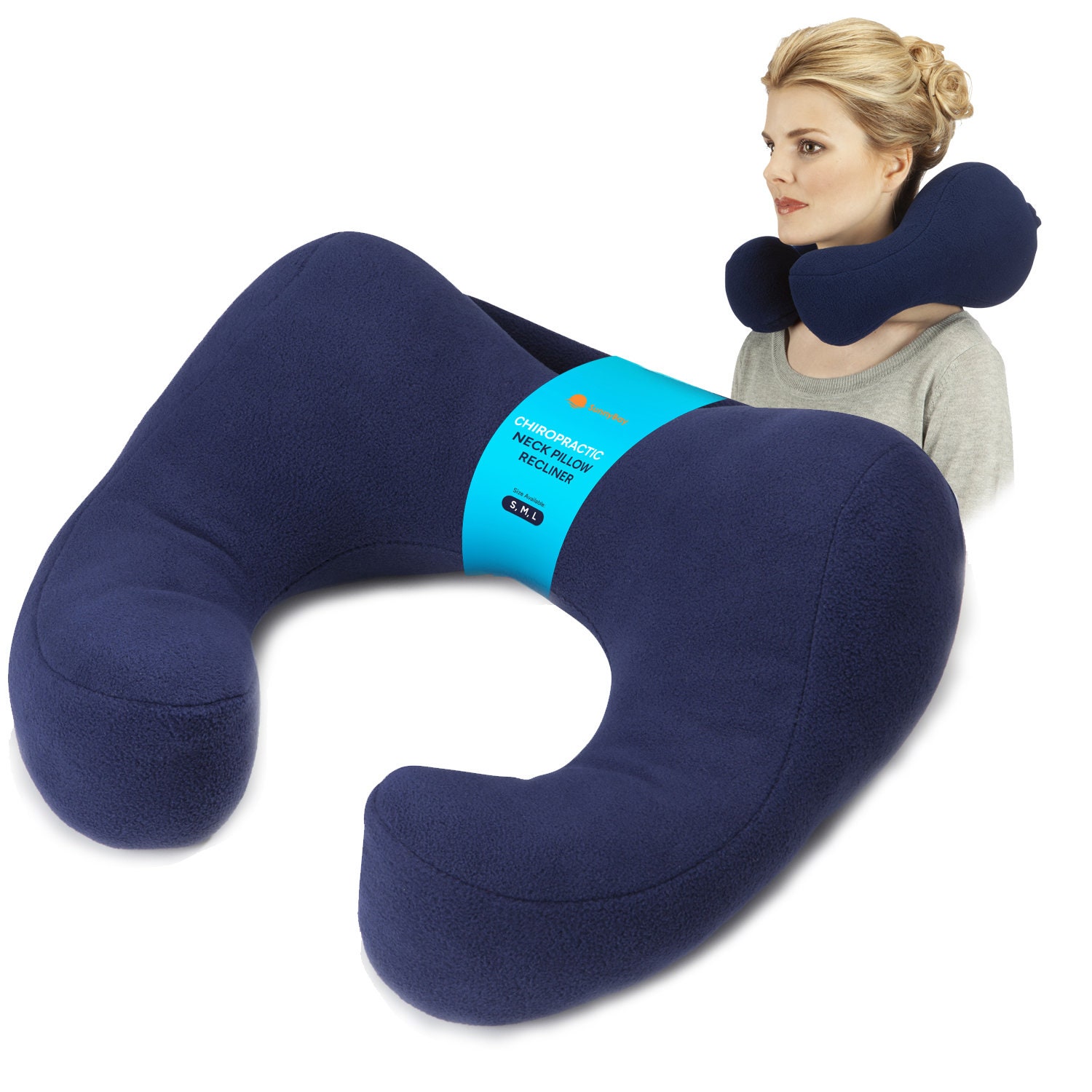 VOSS Air Cushion Self Inflating Button Travel Neck Pillow Inflatable Plane  Car Train Pillow Portable Soft U Shaped Travel Pillow Flocking Fabric