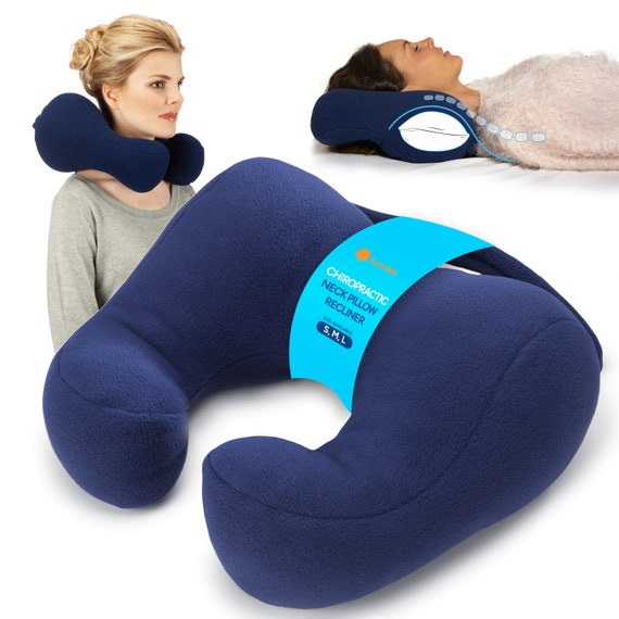 Almohada quiropráctica para el cuello galardonada, azul: soporte para el  cuello, alivio del dolor de cuello, almohada cervical, tracción para el  cuello, tamaño mediano -  México