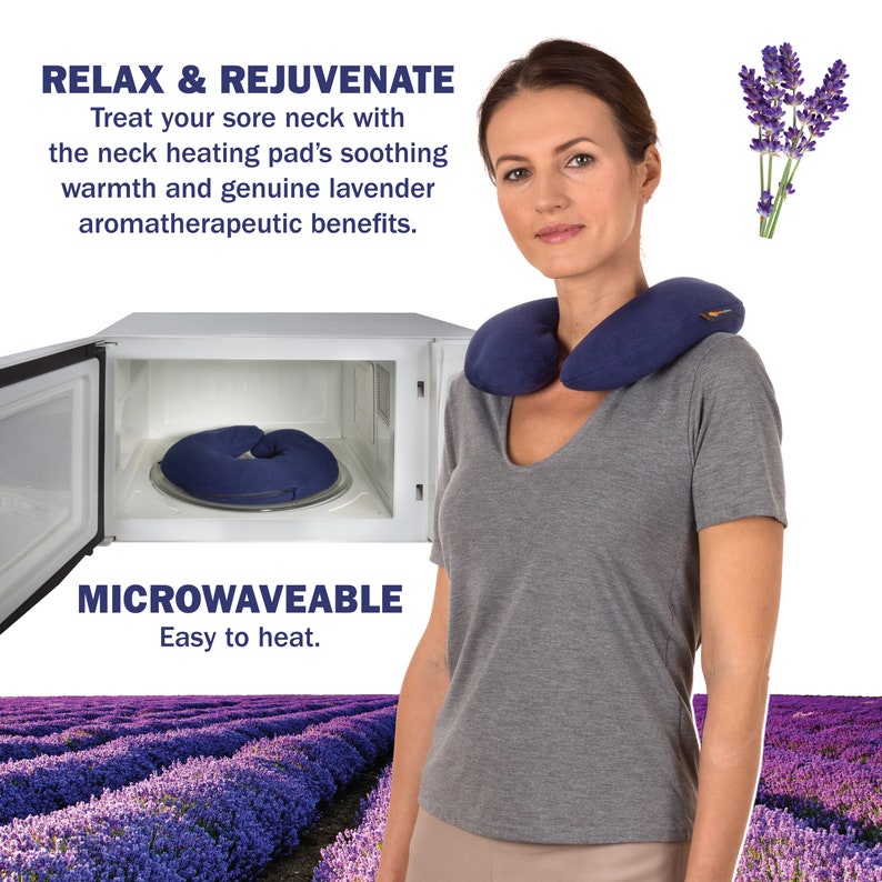 Lavender Microwavable Neck Heating Pad Flax Seeds Blue | Etsy