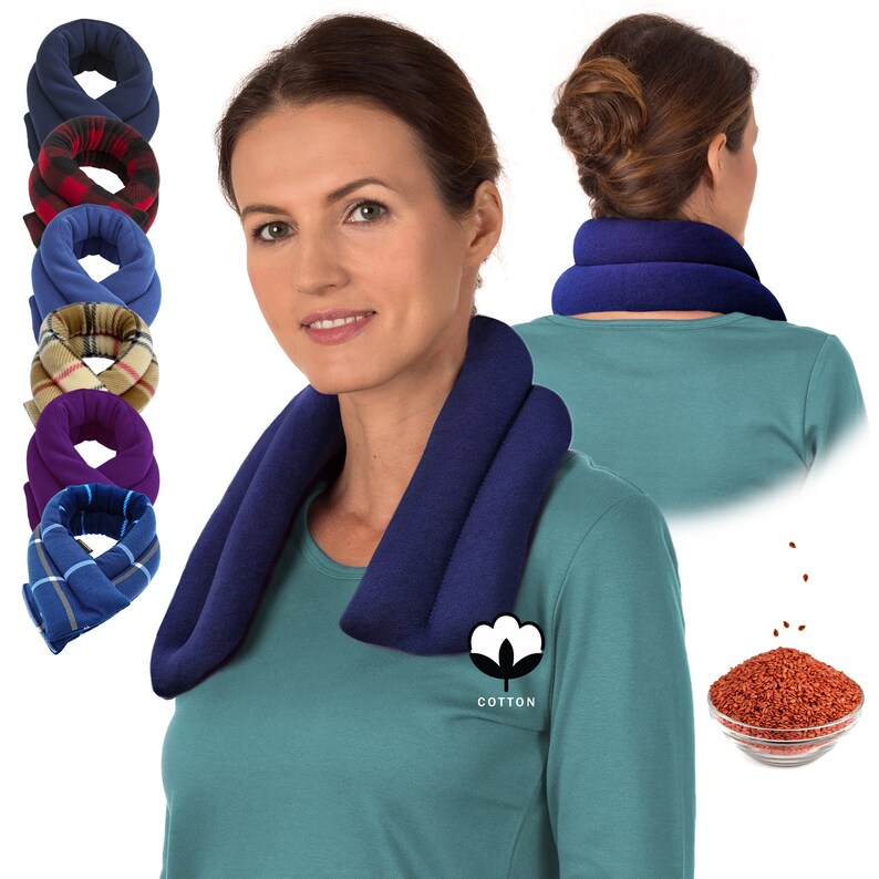 Extra Long Microwave Neck Heat Wrap Cotton Blue Bean Bag Etsy