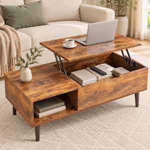 Lift Top Coffee Table - Multifunctional Centerpiece with Hidden Storage & Adjustable Height for Small Spaces