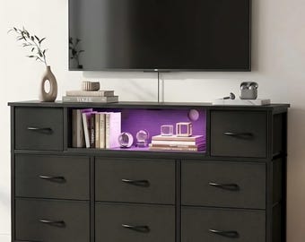 LED TV Stand Dresser – Modern Media Console with Storage Drawers