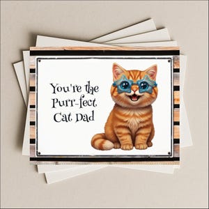 Father's Day card orange cat blank greeting card, note or gift card, kitten kitty, fun card for Dad