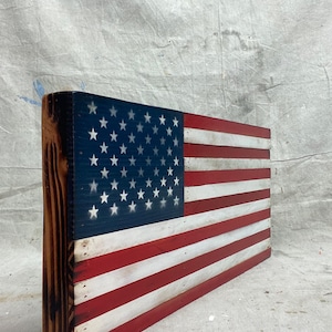Rustic Wooden American Flag Wall Art | Made to Order or Ready to Ship | Handmade Distressed USA Flag Sign | Patriotic Farmhouse Decor