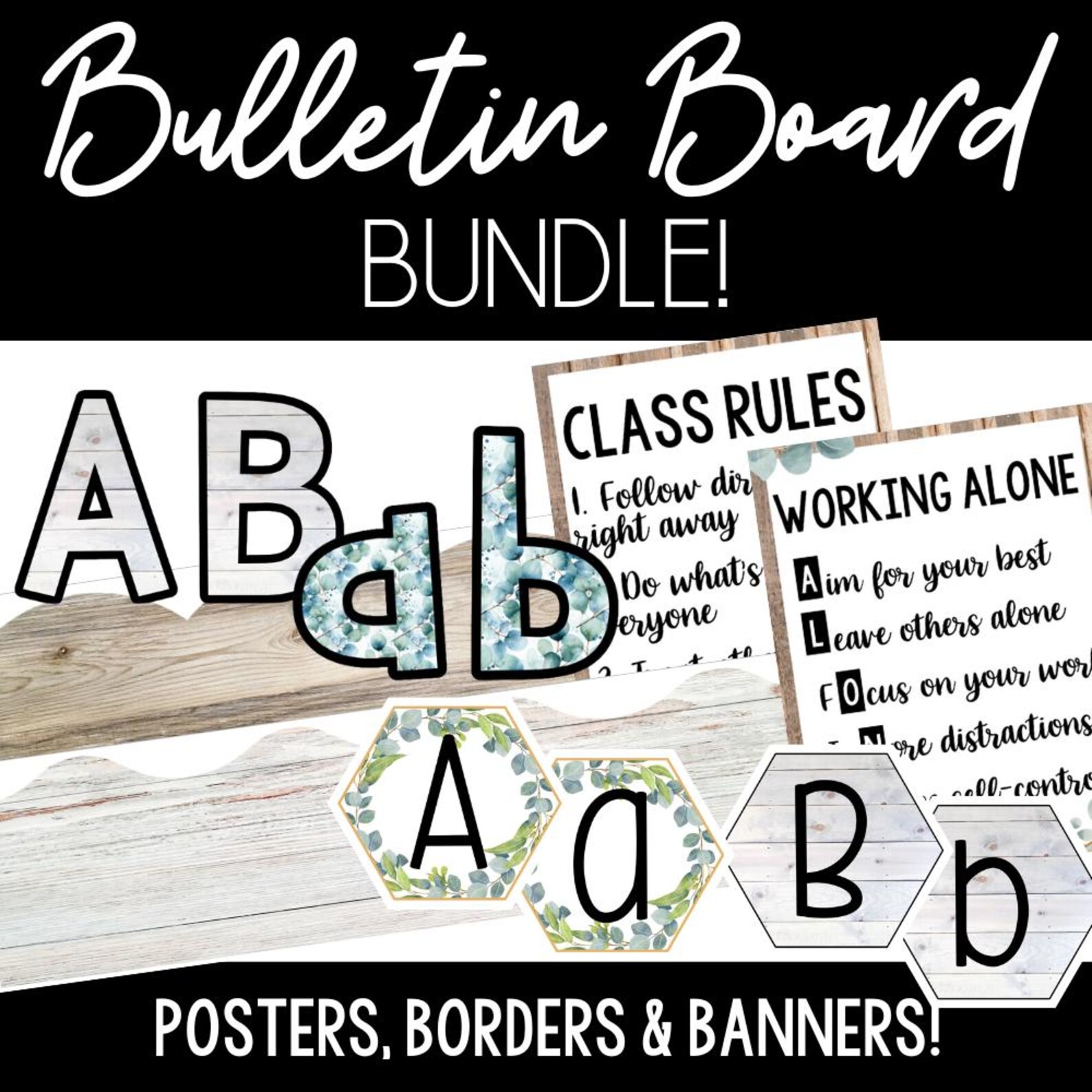 Printable Classroom Decor Rules Poster Editable Bulletin Board Set for ...